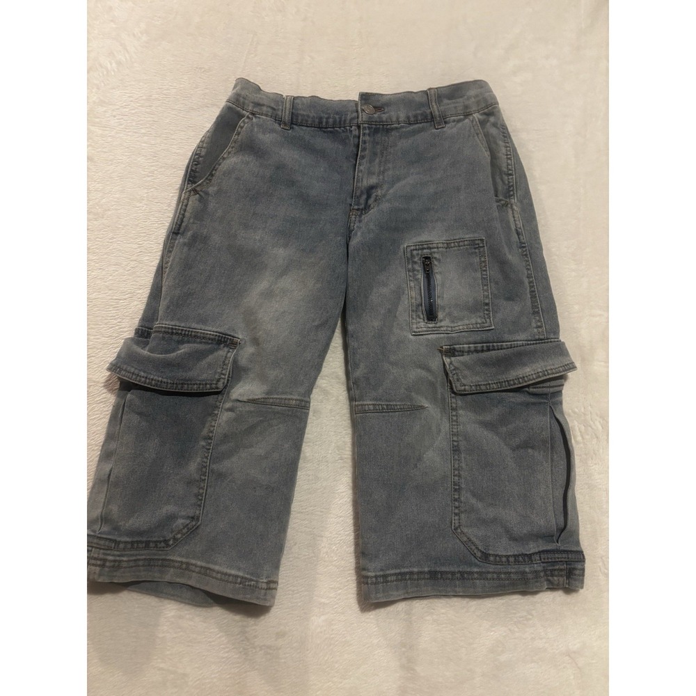 Madden Girl Cargo Shorts Womens Small Blue Y2K Skater Grunge Zipper Pockets